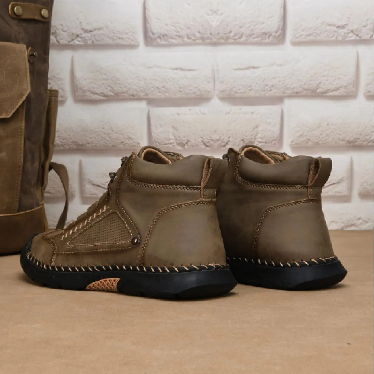 Sawbehind Mens Boots, Sawbehind Men's Comfortable Handmade Leather Boots, Wide Head Design with Arch Support