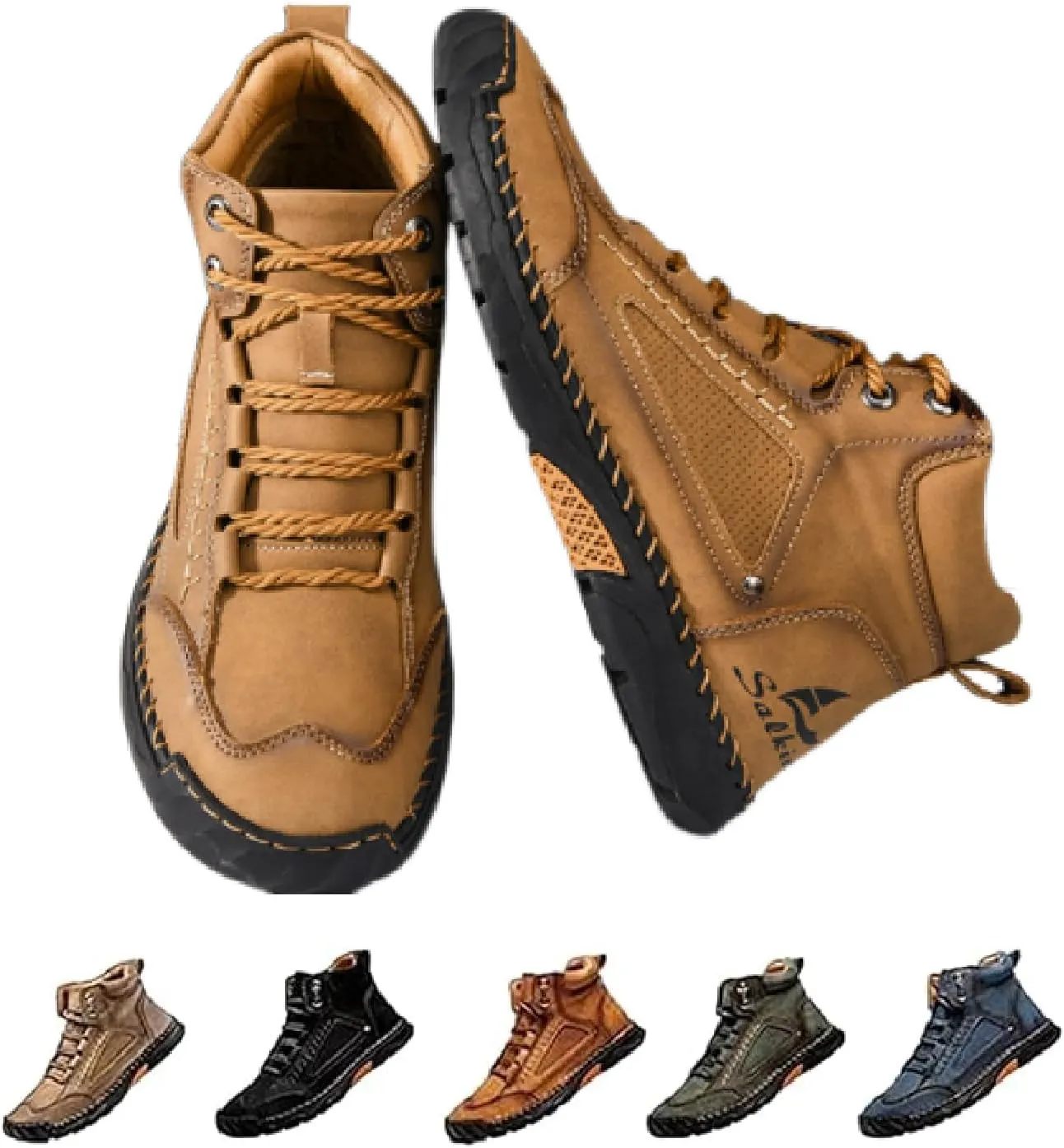Sawbehind Mens Boots, Sawbehind Men's Comfortable Handmade Leather Boots, Wide Head Design with Arch Support