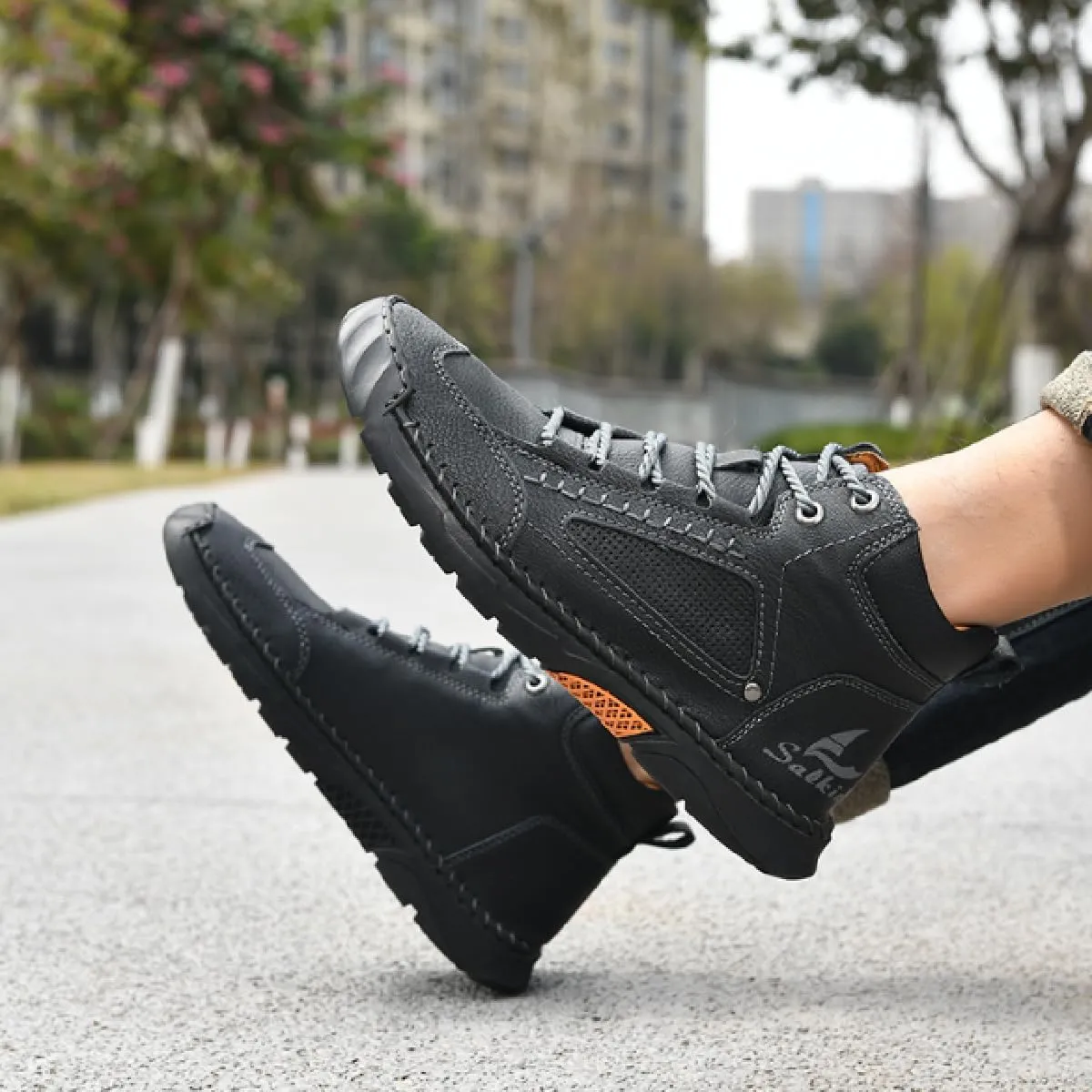 Sawbehind Mens Boots, Sawbehind Men's Comfortable Handmade Leather Boots, Wide Head Design with Arch Support