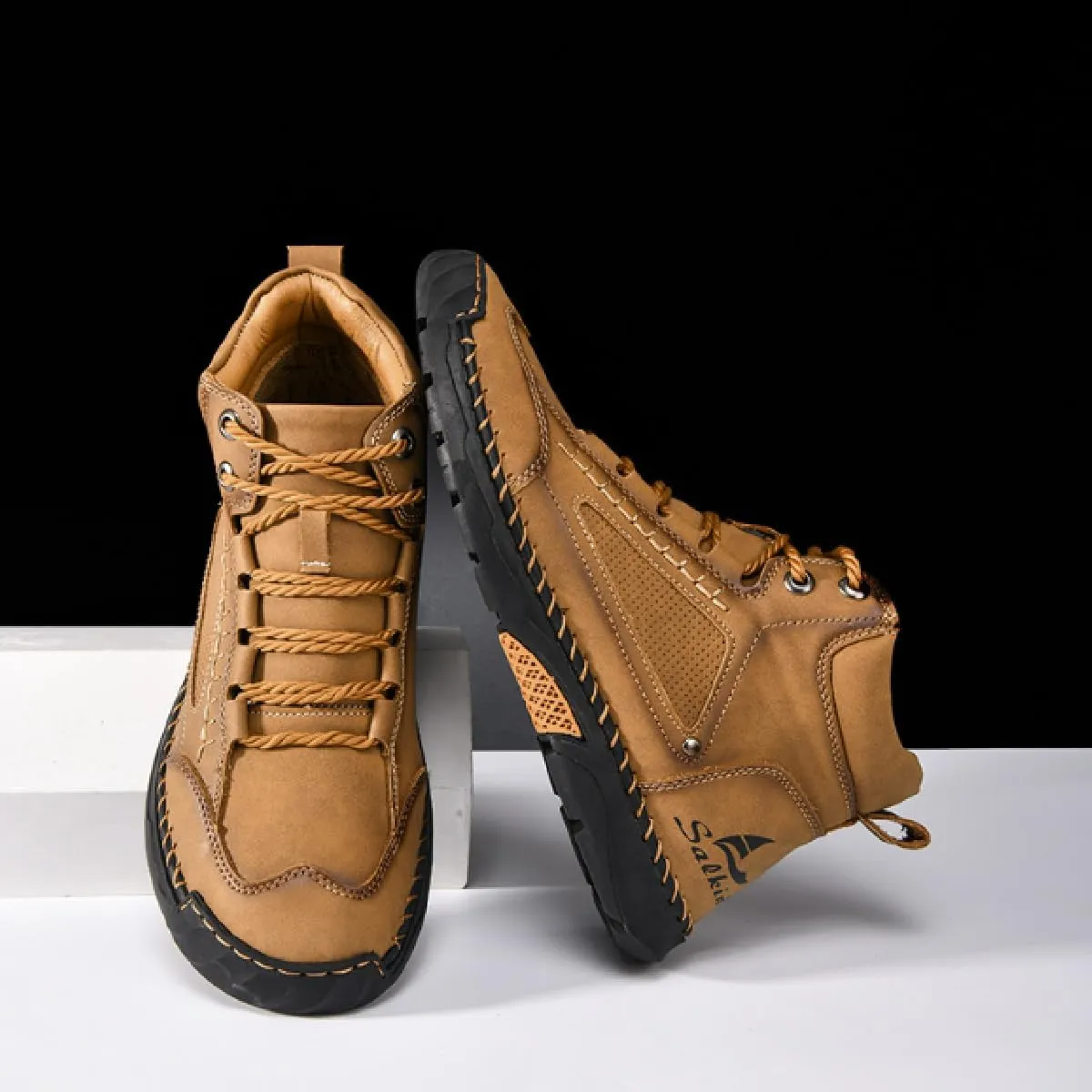Sawbehind Mens Boots, Sawbehind Men's Comfortable Handmade Leather Boots, Wide Head Design with Arch Support