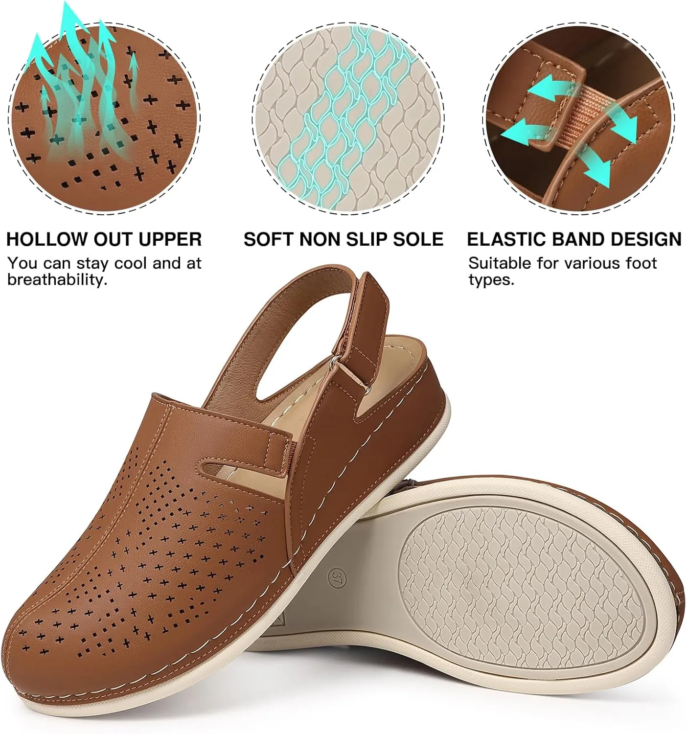 SHIBEVER Clogs for Womens Mules Shoes: Slip-On Flat Mule Shoes - Closed Toe Sandals Comfortable