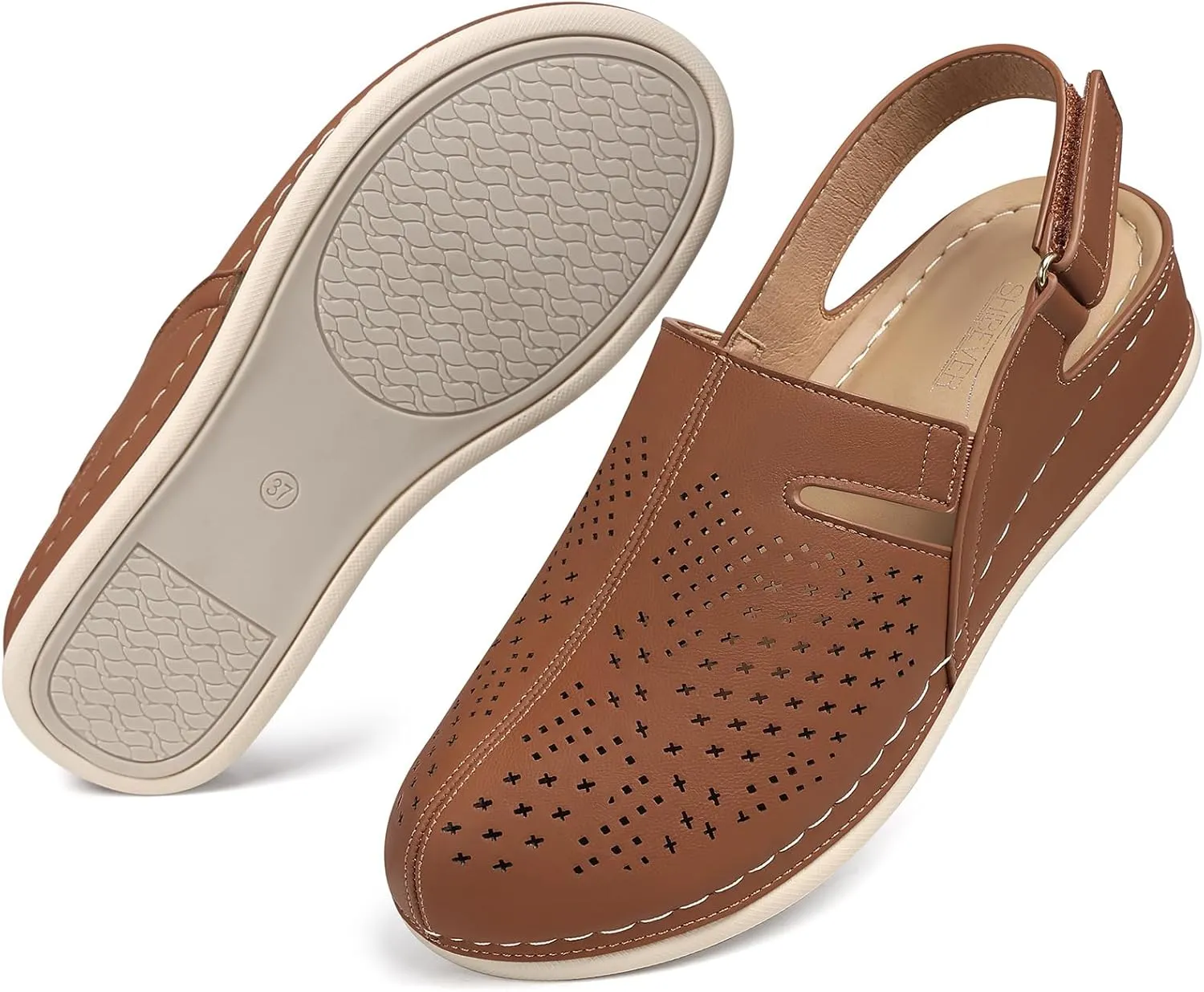 SHIBEVER Clogs for Womens Mules Shoes: Slip-On Flat Mule Shoes - Closed Toe Sandals Comfortable