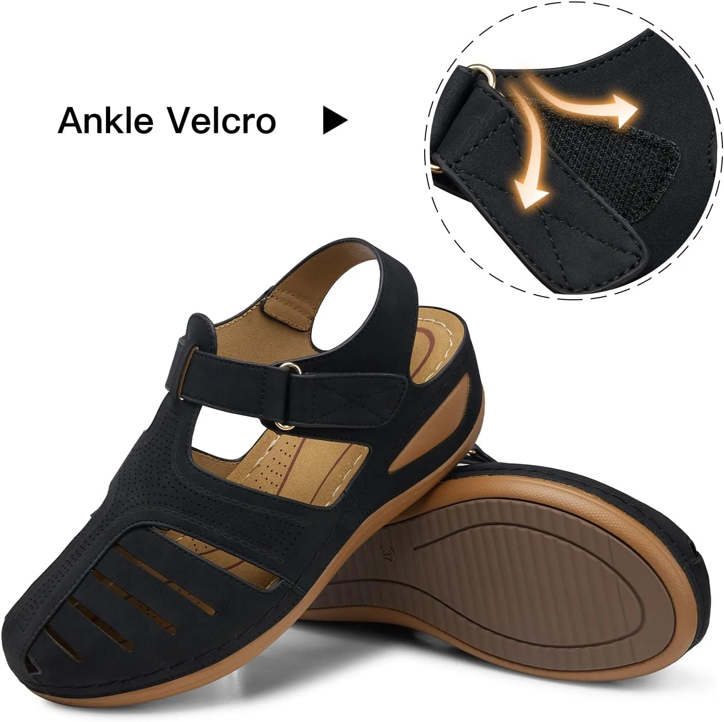 SHIBEVER Women's Wedge Sandals Summer: Closed Toe Sandals for Women Platform Dressy Wedge Size 5-11