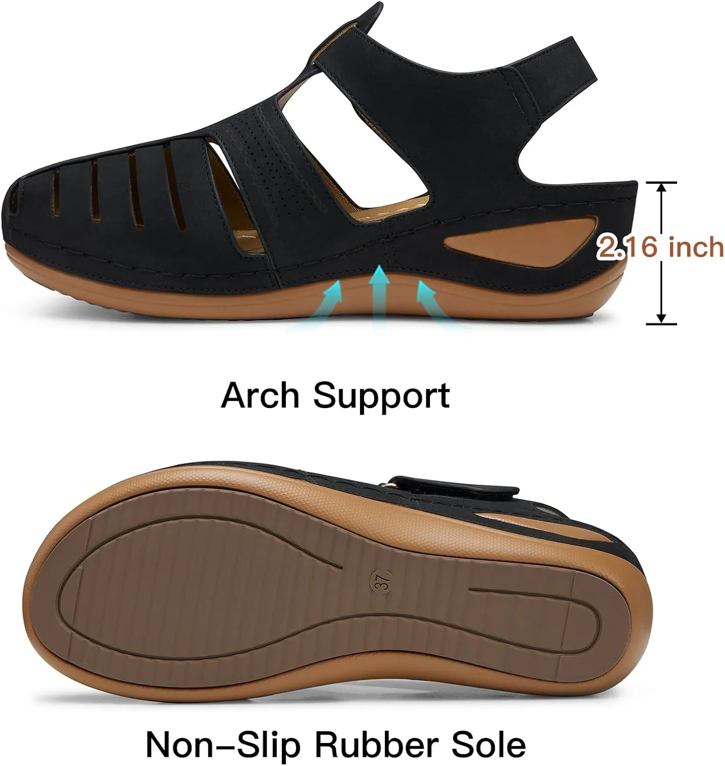 SHIBEVER Women's Wedge Sandals Summer: Closed Toe Sandals for Women Platform Dressy Wedge Size 5-11