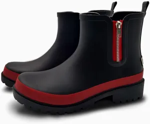 Short Rain Boots for Women Waterproof Garden Shoes Anti-Slip Chelsea Hunter Ankle Rainboots for Women Comfortable Insole Stylish Outdoor Work Shoes
