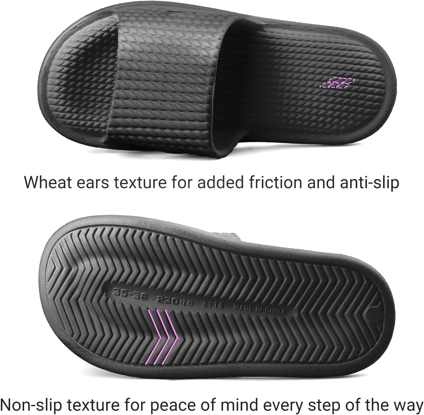 Shower Shoes Non-Slip Quick Drying Lightweight Shower Slippers Slides Sandals House Pool Indoor Bathroom Dorms Camping Open-toe