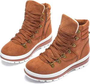 Shupua Women's Ankle Boots Winter Snow boots Fur Lined Warm Booties Girls Snow boot Lace Up Ankle boot