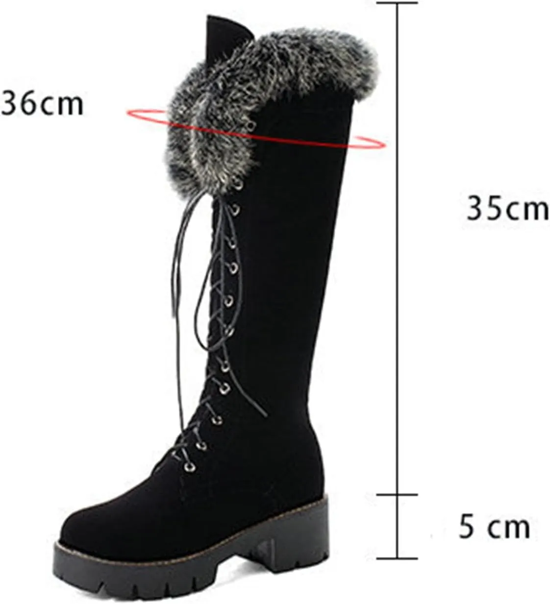 Side Zipper Front Lace-Up Snow Boots, Thick Velvet Lining Raw Edge Warm Knee-High Boots Suede Matte Stitching Straight Boots Rubber Sole Non-Slip Winter Boots