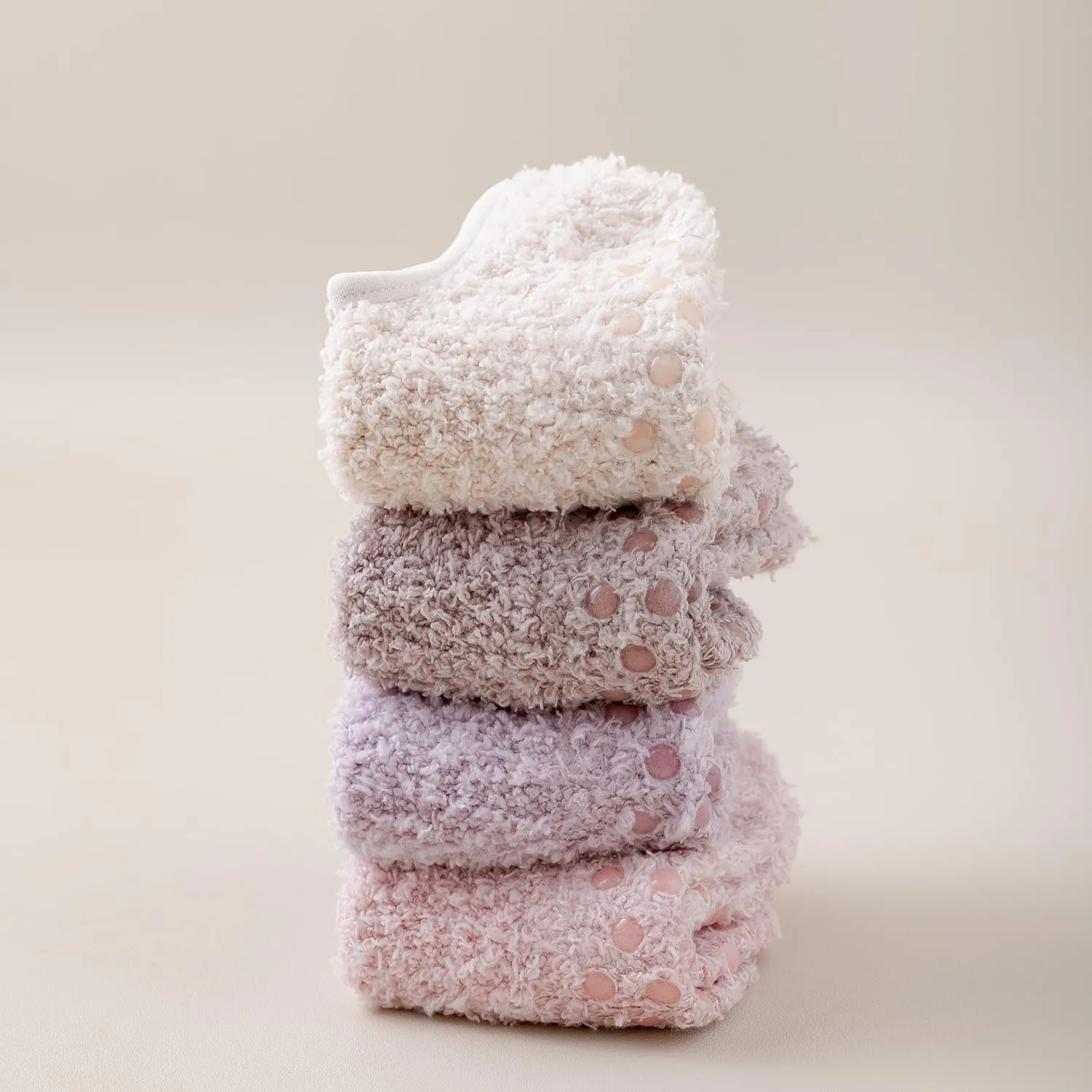 SKOLA 4/6 Pairs Cozy Winter Fuzzy Women Socks Grip Slippers Fluffy House Non Skid Microfiber Socks