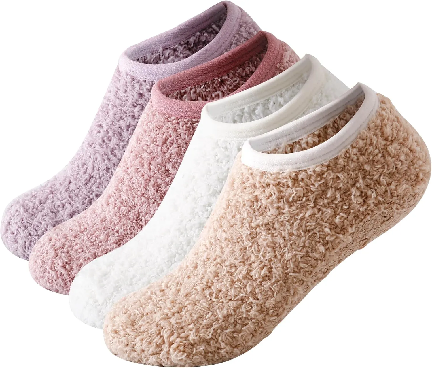 SKOLA 4/6 Pairs Cozy Winter Fuzzy Women Socks Grip Slippers Fluffy House Non Skid Microfiber Socks