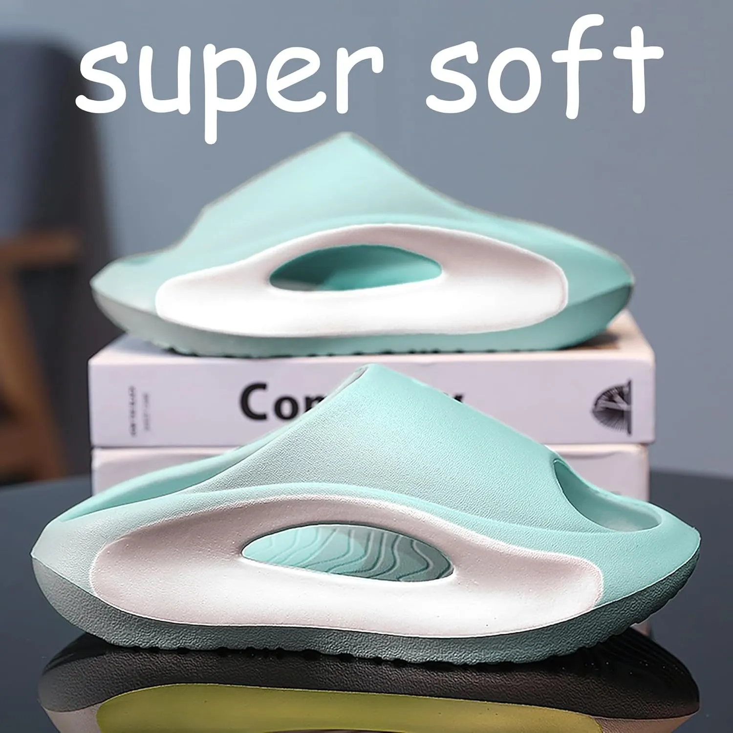 Slide Sandals Men Women Platform Sandals With Comfortable Pillow Slippers Non-Slip Lightweight Shower Shoes