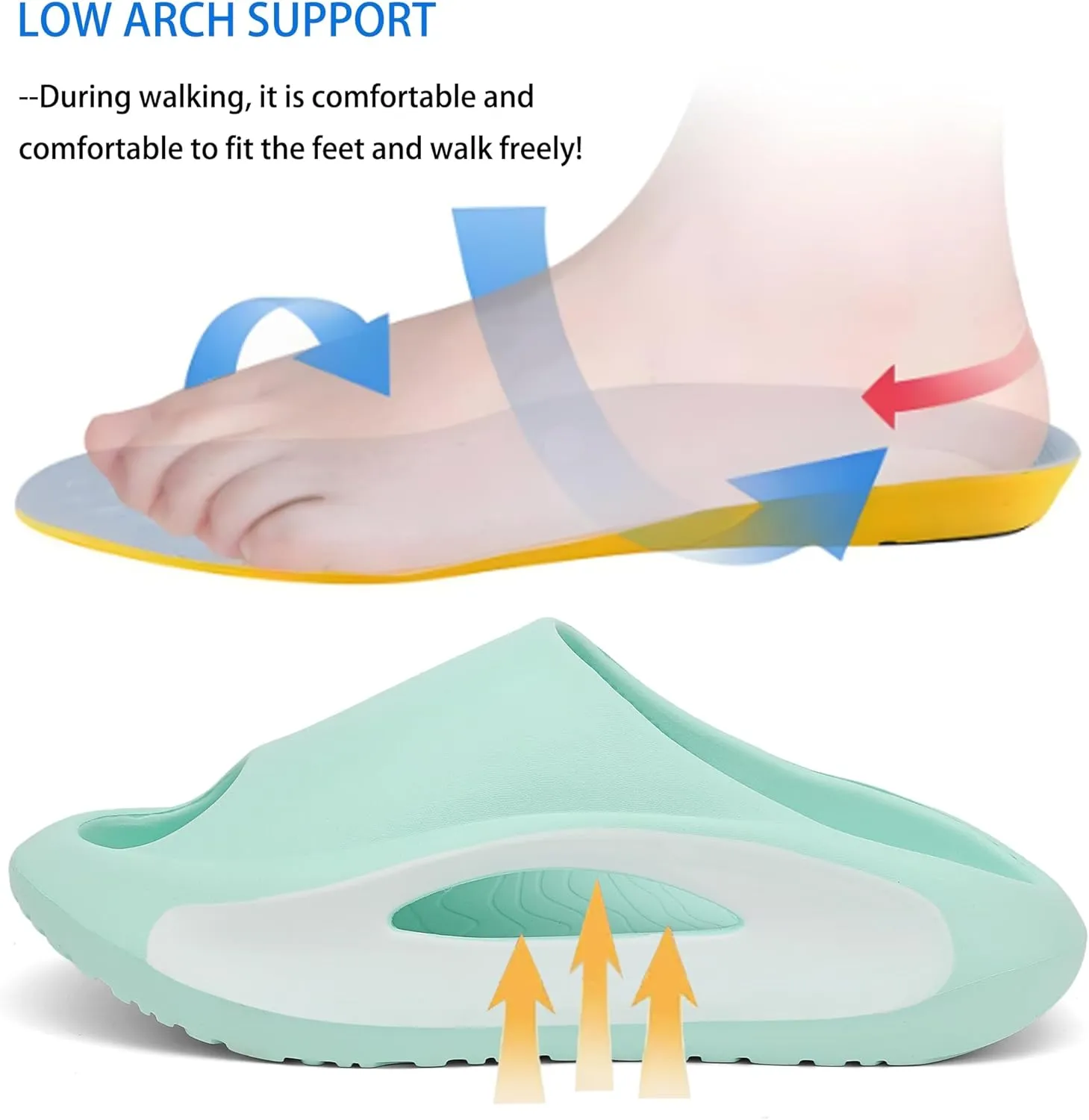 Slide Sandals Men Women Platform Sandals With Comfortable Pillow Slippers Non-Slip Lightweight Shower Shoes