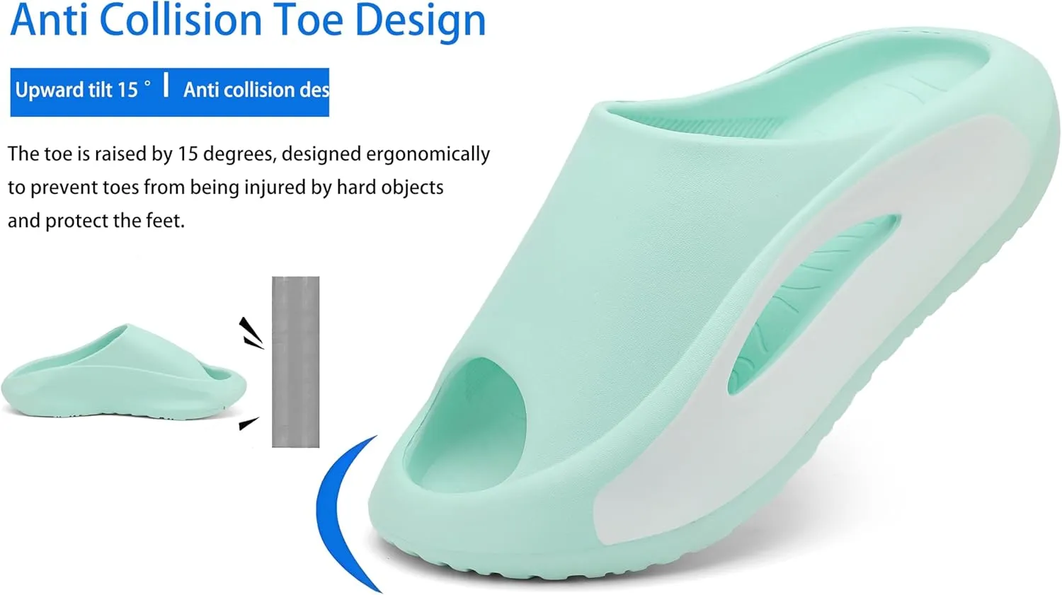 Slide Sandals Men Women Platform Sandals With Comfortable Pillow Slippers Non-Slip Lightweight Shower Shoes