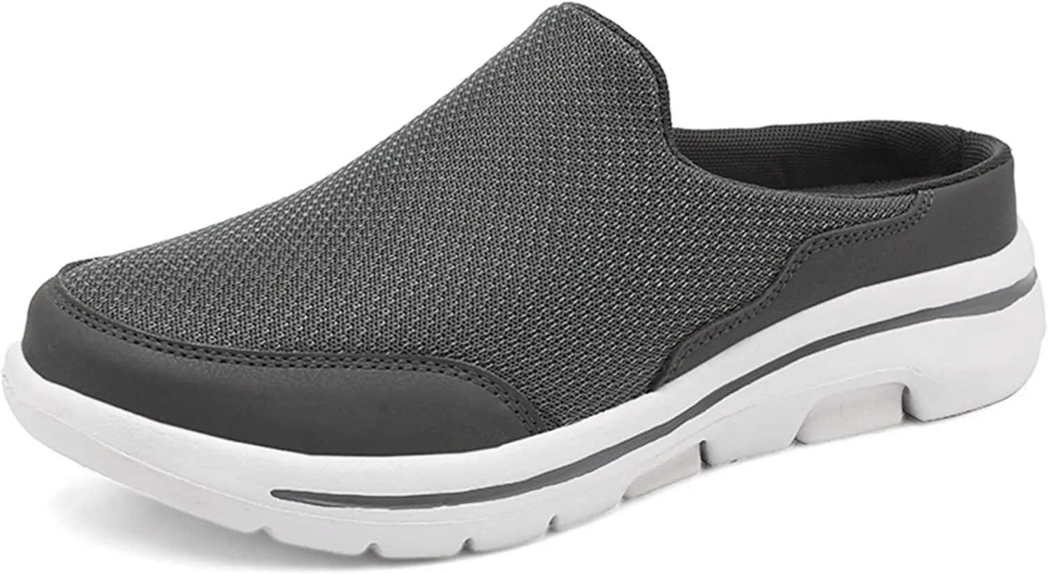 Slip On Mules & Clogs for Womens Mens Light Open Back Shoes Comfort Walking Shoes Breathable Slippers Closed Toe Slides A Dark Grey Size: 15 Women/14 Men