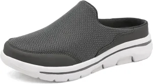 Slip On Mules & Clogs for Womens Mens Light Open Back Shoes Comfort Walking Shoes Breathable Slippers Closed Toe Slides A Dark Grey Size: 15 Women/14 Men