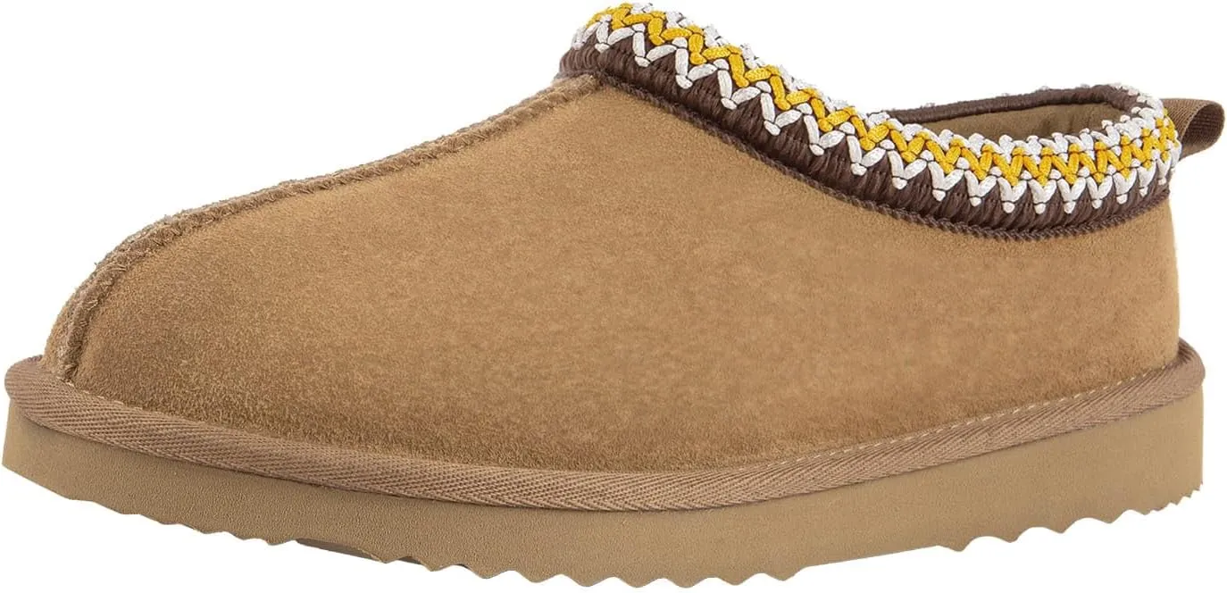 Slippers for Women Mini Boots Genuine Suede Ankle Snow Boots Indoor Outdoor Braided Winter Fur Slip On Mules