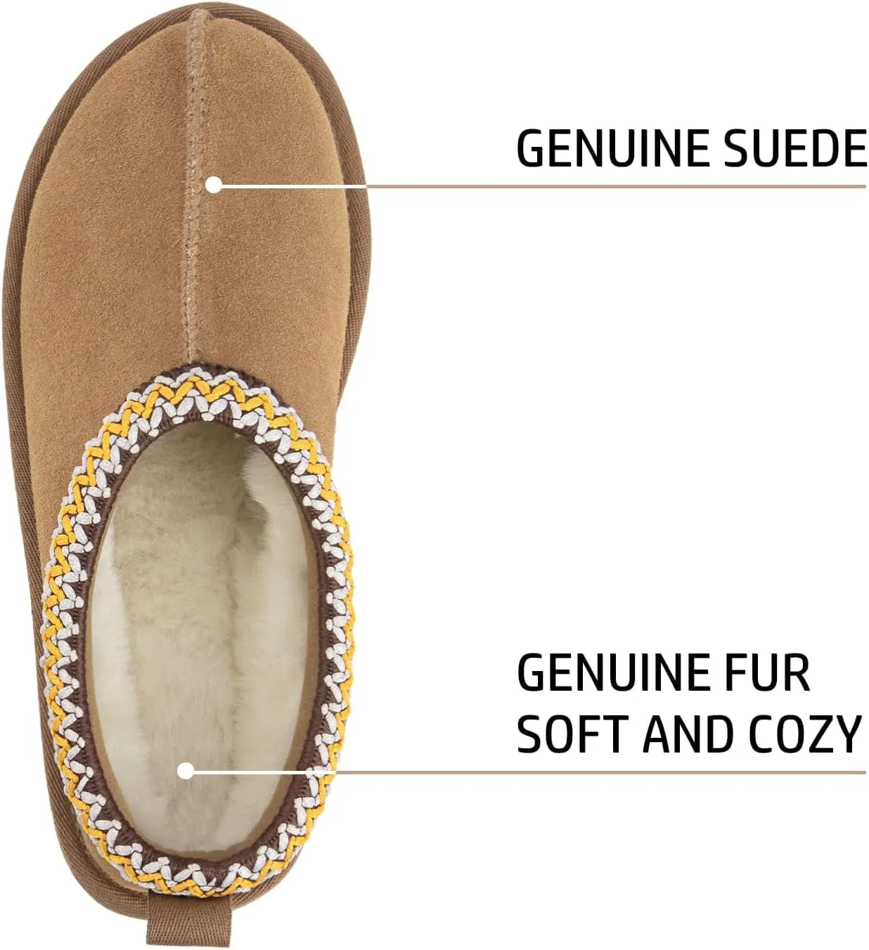 Slippers for Women Mini Boots Genuine Suede Ankle Snow Boots Indoor Outdoor Braided Winter Fur Slip On Mules
