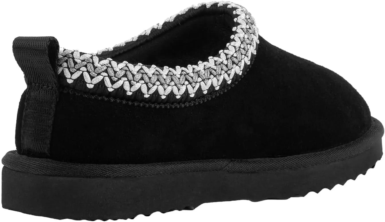 Slippers for Women Mini Boots Genuine Suede Ankle Snow Boots Indoor Outdoor Braided Winter Fur Slip On Mules