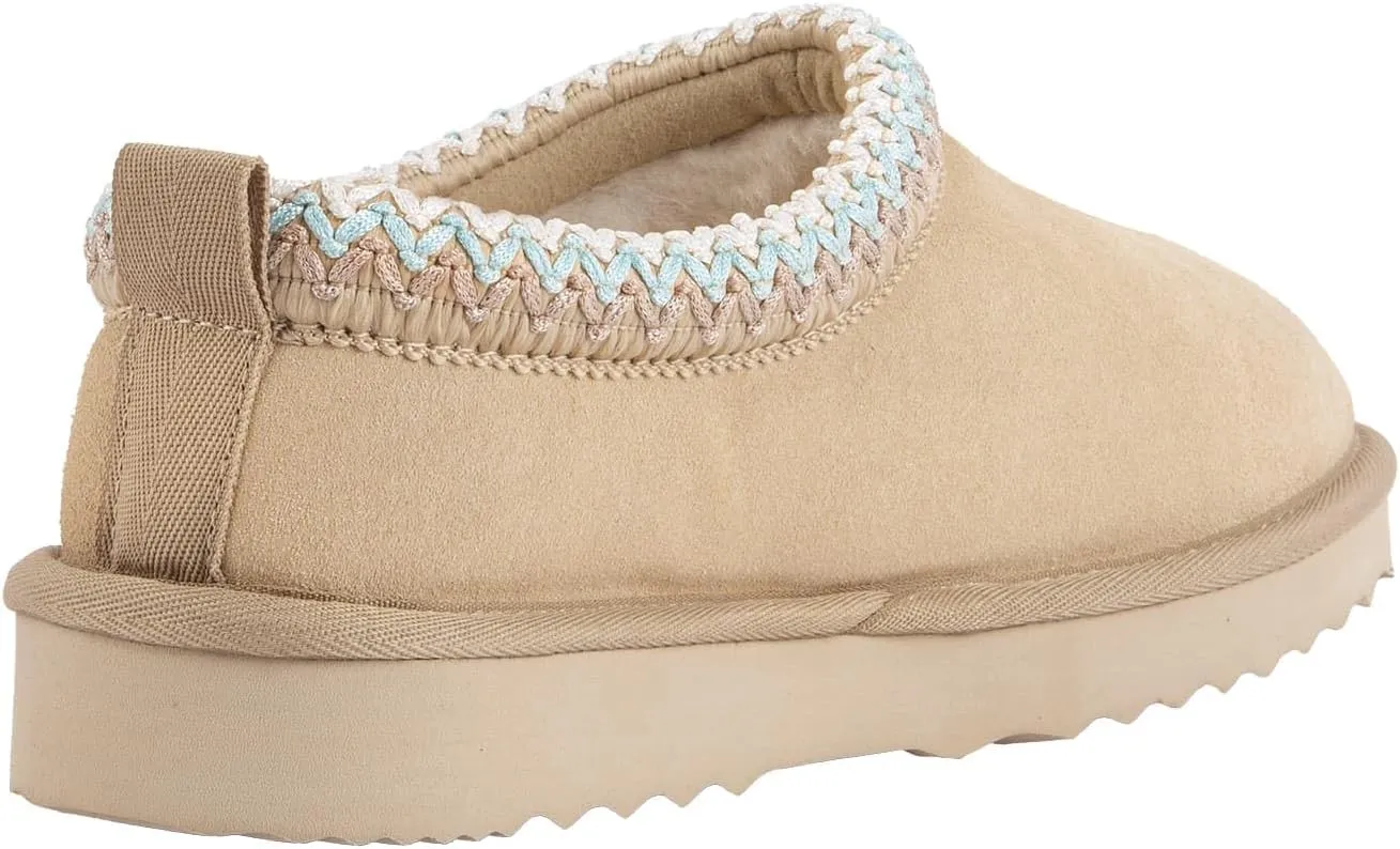 Slippers for Women Mini Boots Genuine Suede Ankle Snow Boots Indoor Outdoor Braided Winter Fur Slip On Mules