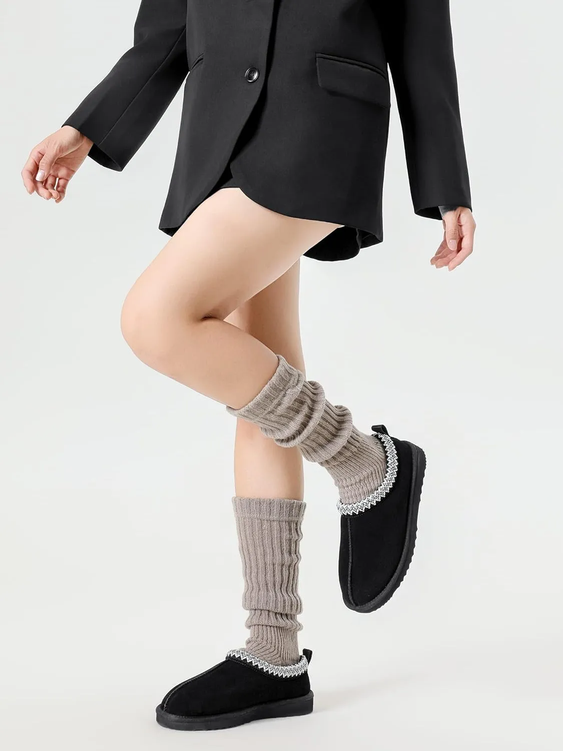 Slippers for Women Mini Boots Genuine Suede Ankle Snow Boots Indoor Outdoor Braided Winter Fur Slip On Mules