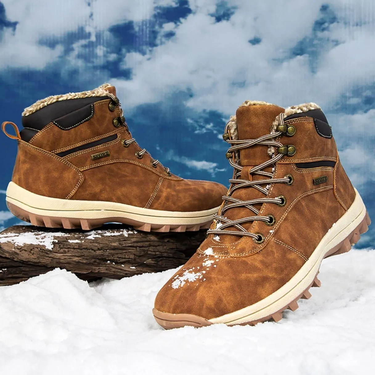 Snow shoes for men snow boots winter boots cold weather boots waterproof winter boots lightweight climbing shoes autumn winter lace-up boots thick soles cotton shoes snow shoes Father's Day outdoor