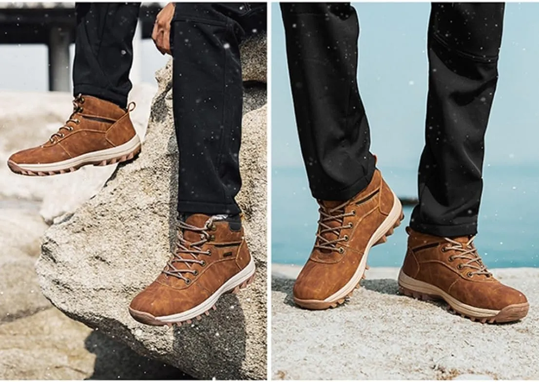 Snow shoes for men snow boots winter boots cold weather boots waterproof winter boots lightweight climbing shoes autumn winter lace-up boots thick soles cotton shoes snow shoes Father's Day outdoor