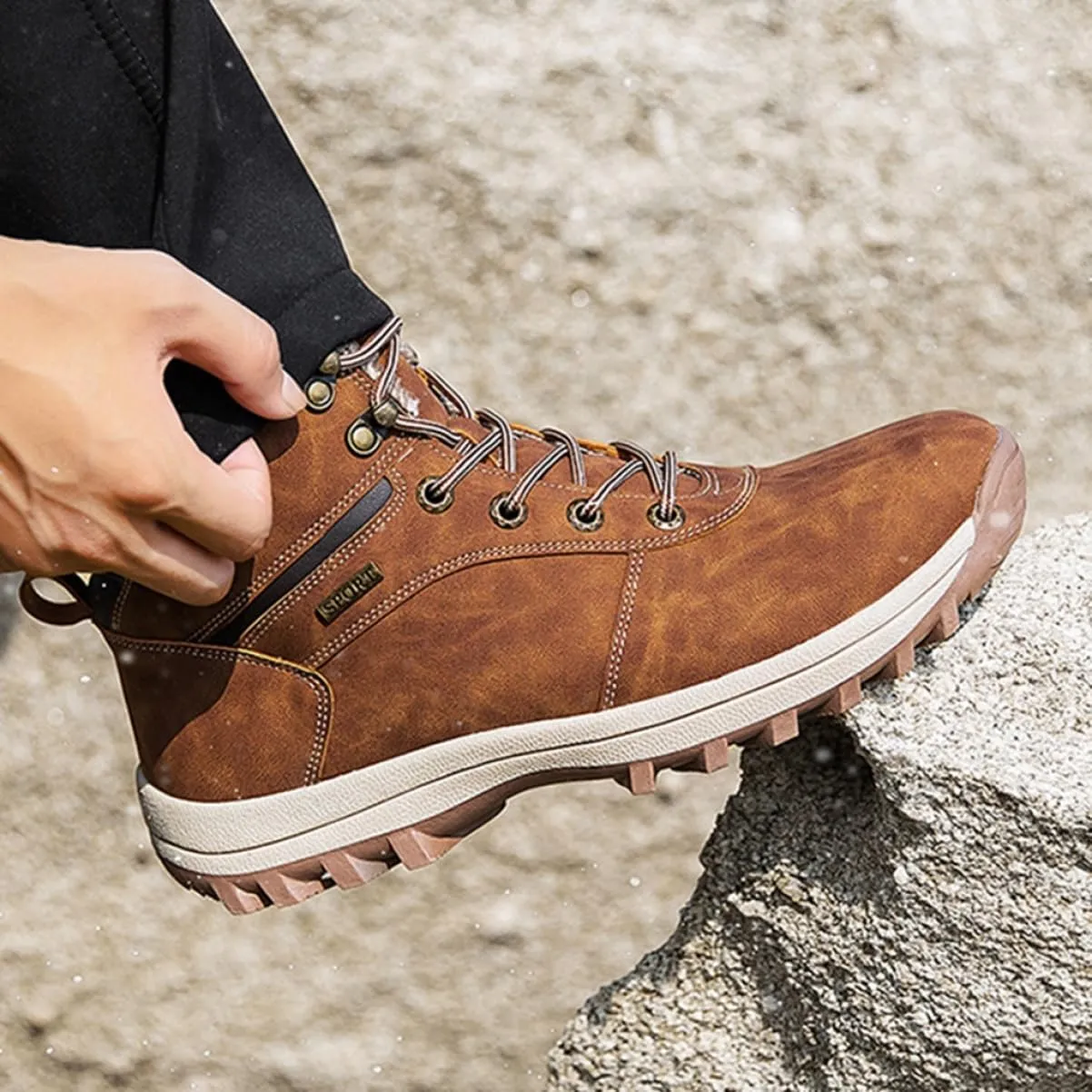Snow shoes for men snow boots winter boots cold weather boots waterproof winter boots lightweight climbing shoes autumn winter lace-up boots thick soles cotton shoes snow shoes Father's Day outdoor