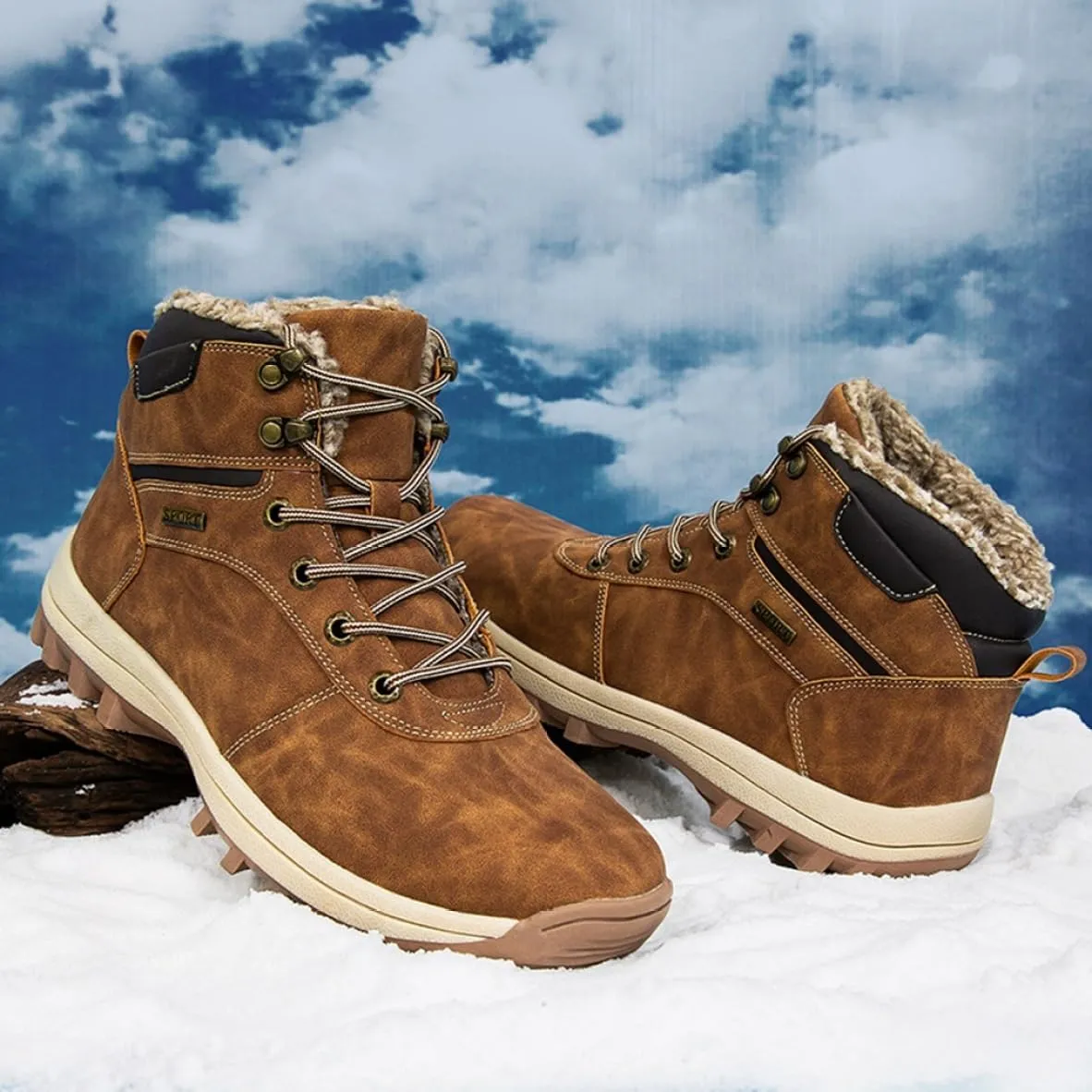 Snow shoes for men snow boots winter boots cold weather boots waterproof winter boots lightweight climbing shoes autumn winter lace-up boots thick soles cotton shoes snow shoes Father's Day outdoor