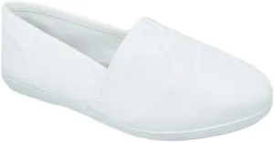 Soda Flat Women Shoes Linen Canvas Slip On Loafers Memory Foam Gel Insoles OBJI-S White 6.5