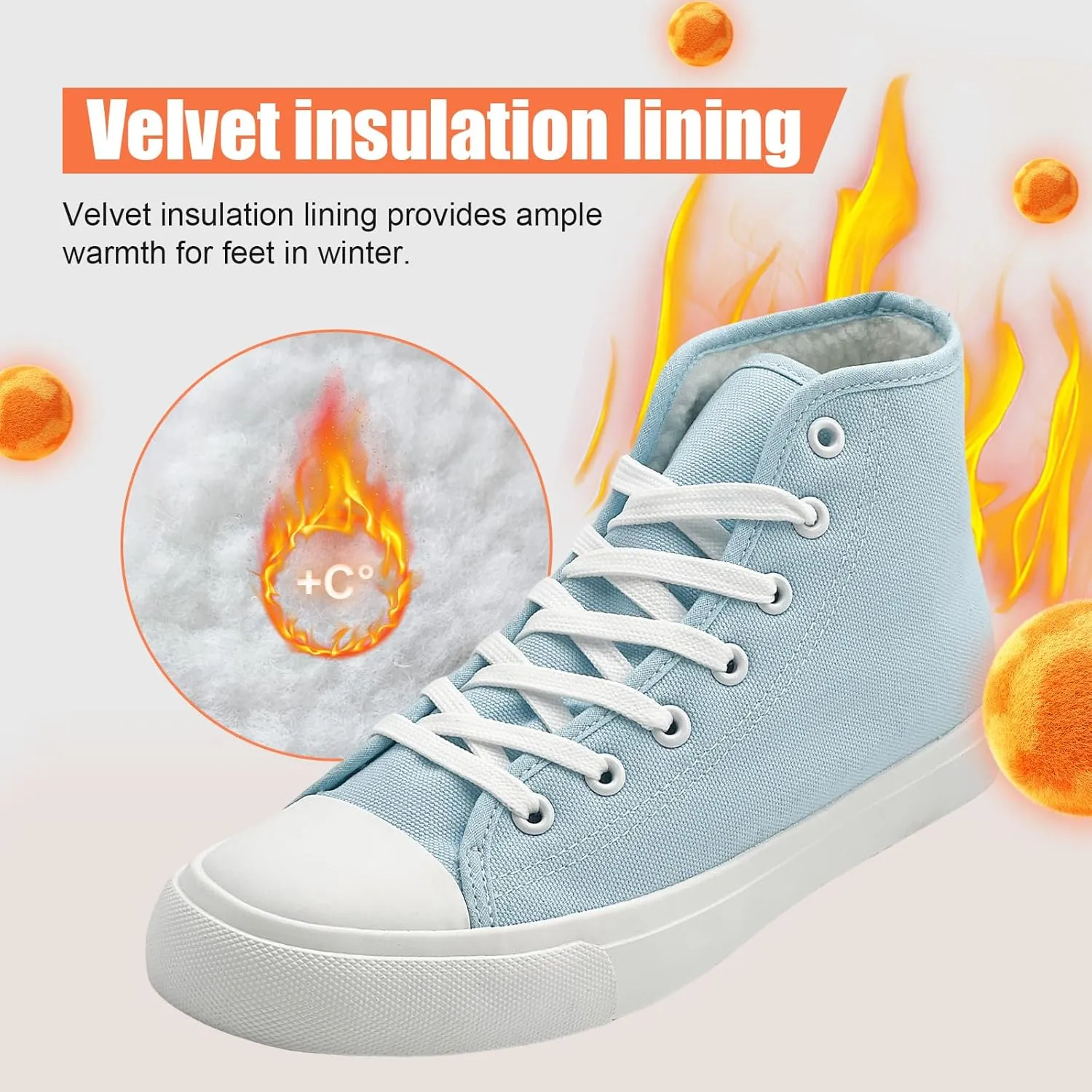 soofylia Womens High Top Canvas Sneakers,Unisex Fashion Lace-up Fuzzy Canvas Shoes,Casual Tennis Walking Shoes for Men