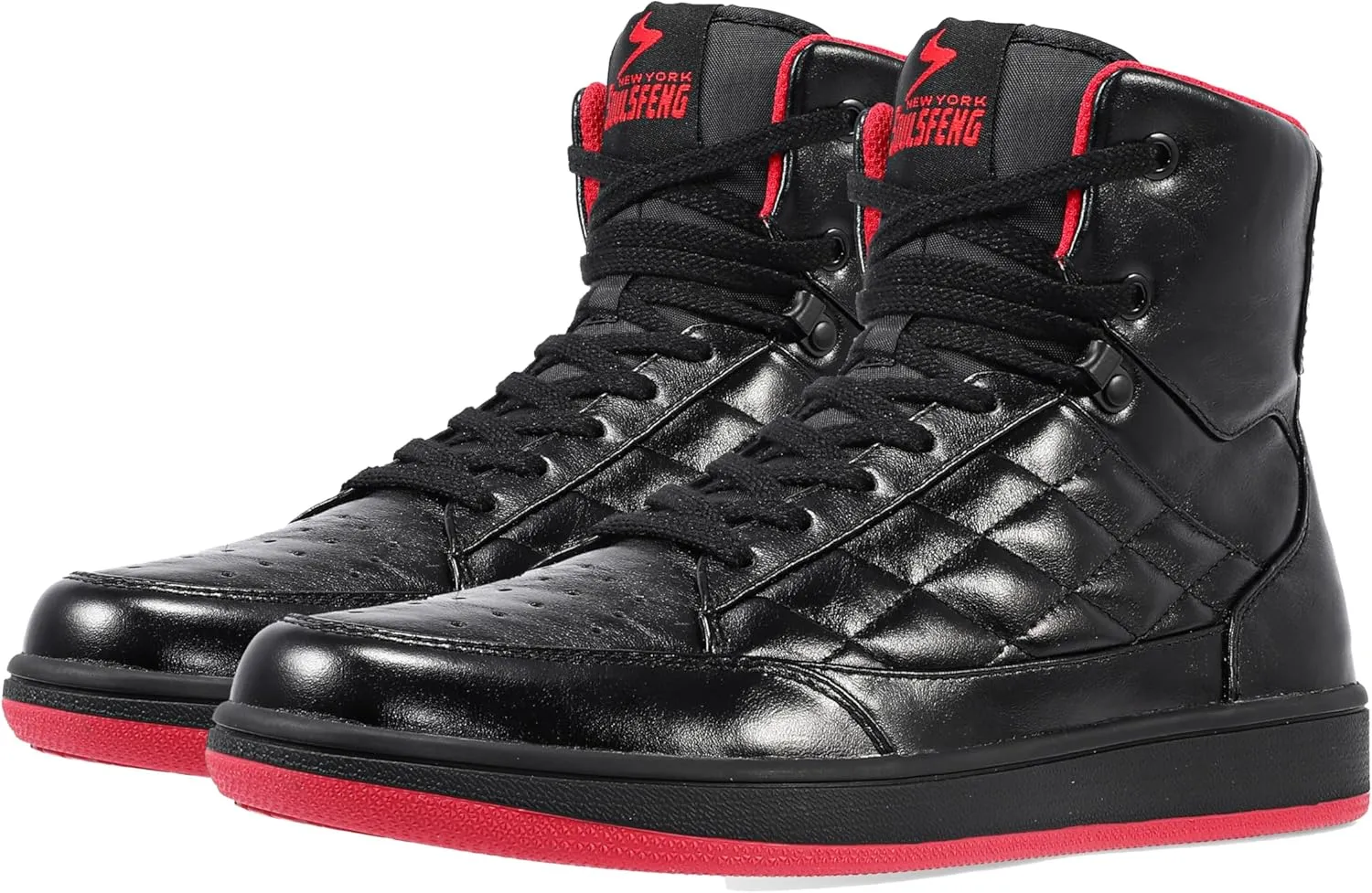 Soulsfeng Men's Women's High Top Sneakers Leather Ankle Boots Lace Up Walking Tennis Shoes