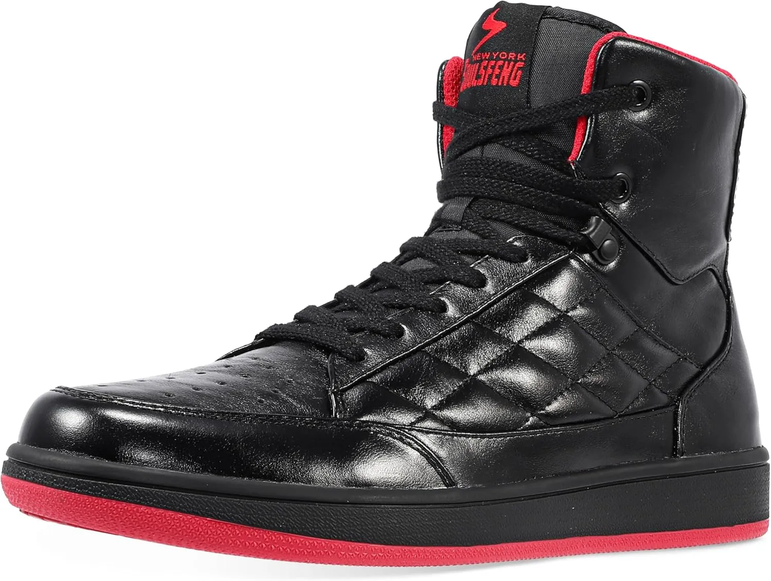Soulsfeng Men's Women's High Top Sneakers Leather Ankle Boots Lace Up Walking Tennis Shoes