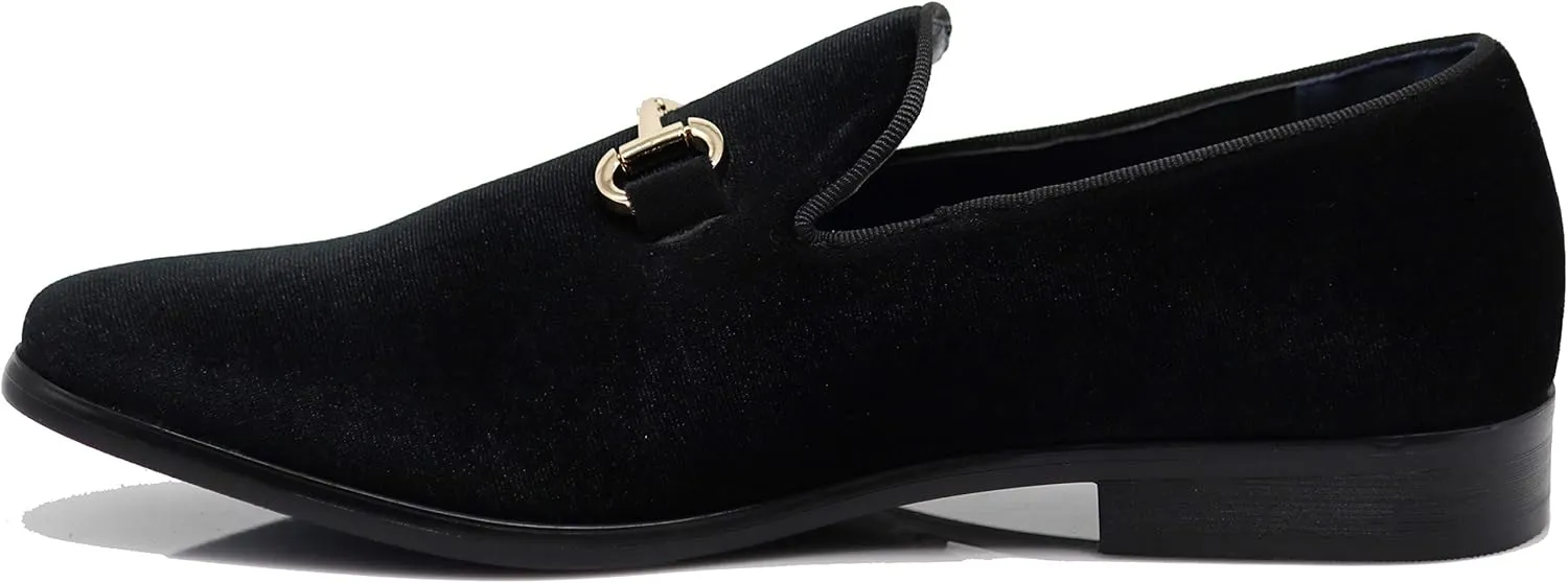 SPT03 Men's Vintage Plain Velvet Dress Loafers Slip On Shoes Classic Tuxedo Dress Shoes