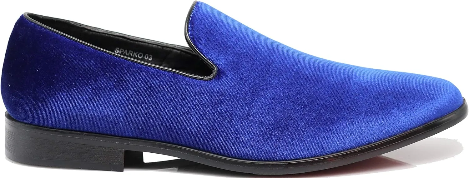 SPT03 Men's Vintage Plain Velvet Dress Loafers Slip On Shoes Classic Tuxedo Dress Shoes