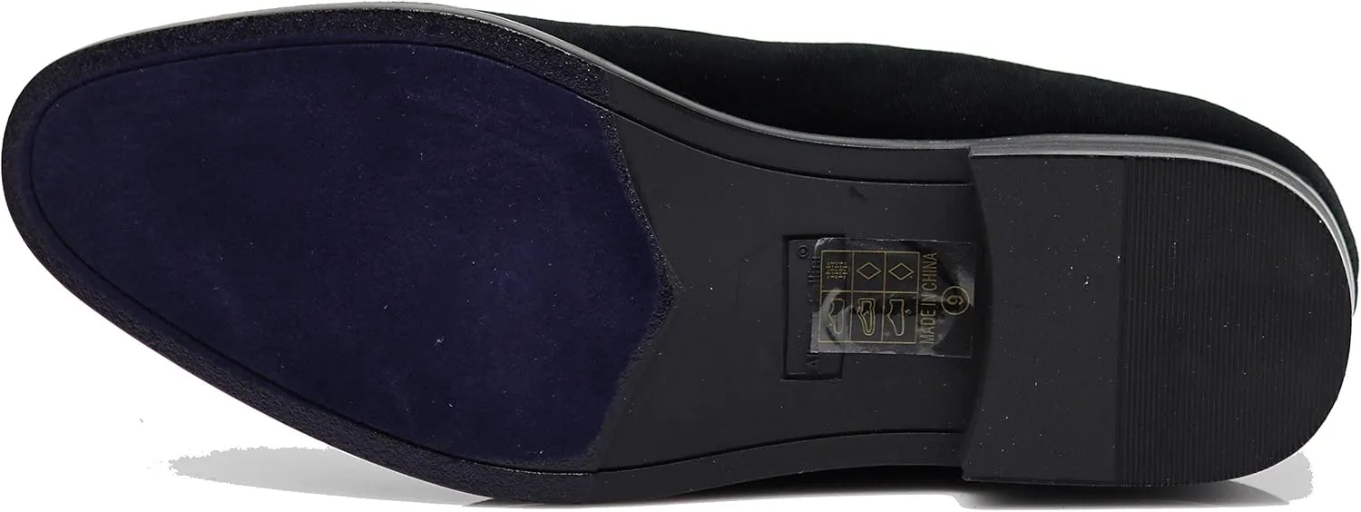 SPT03 Men's Vintage Plain Velvet Dress Loafers Slip On Shoes Classic Tuxedo Dress Shoes