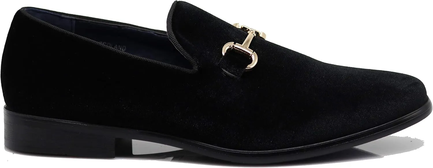 SPT03 Men's Vintage Plain Velvet Dress Loafers Slip On Shoes Classic Tuxedo Dress Shoes