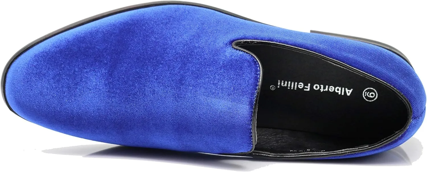 SPT03 Men's Vintage Plain Velvet Dress Loafers Slip On Shoes Classic Tuxedo Dress Shoes