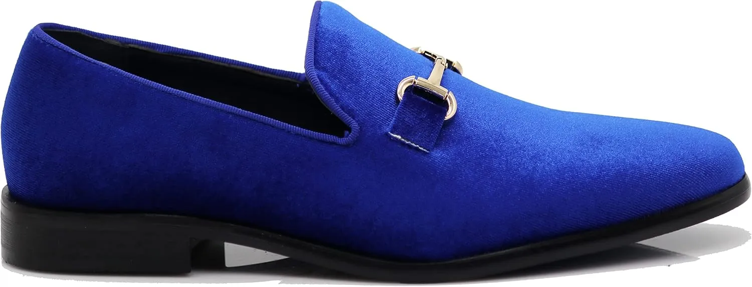 SPT03 Men's Vintage Plain Velvet Dress Loafers Slip On Shoes Classic Tuxedo Dress Shoes