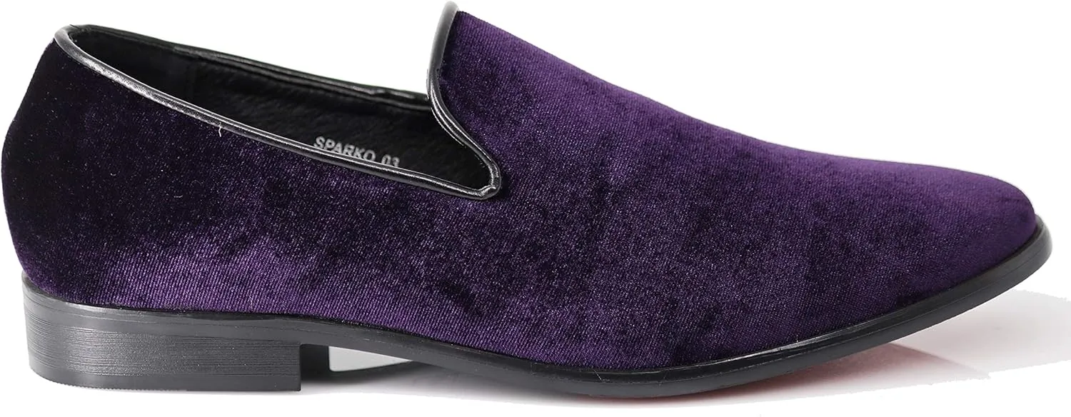 SPT03 Men's Vintage Plain Velvet Dress Loafers Slip On Shoes Classic Tuxedo Dress Shoes