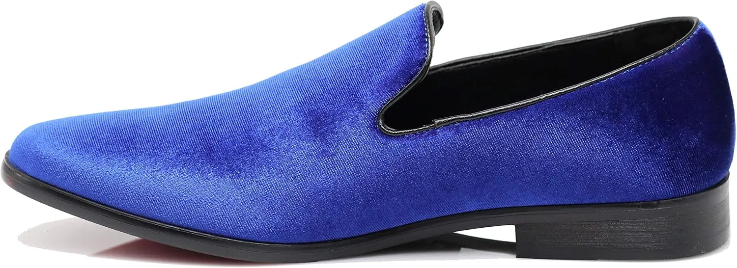 SPT03 Men's Vintage Plain Velvet Dress Loafers Slip On Shoes Classic Tuxedo Dress Shoes