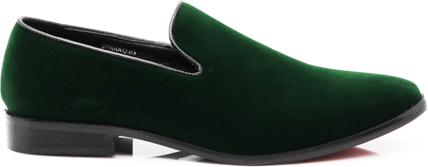 SPT03 Men's Vintage Plain Velvet Dress Loafers Slip On Shoes Classic Tuxedo Dress Shoes