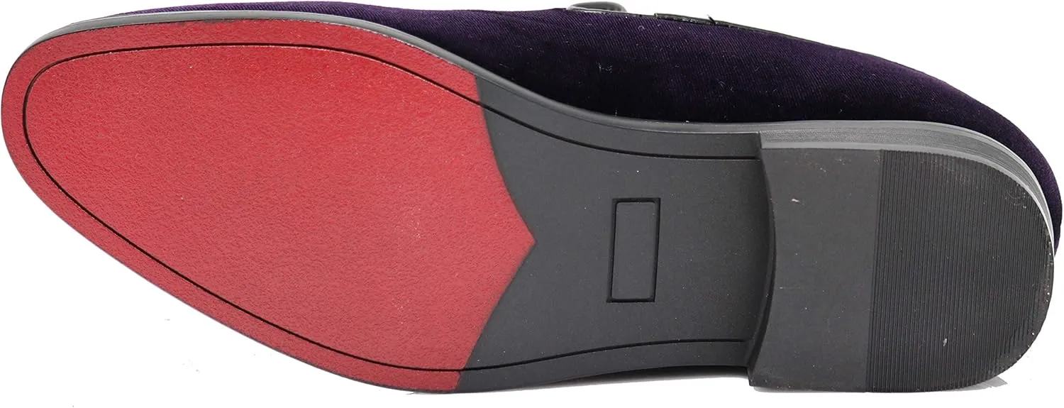 SPT03 Men's Vintage Plain Velvet Dress Loafers Slip On Shoes Classic Tuxedo Dress Shoes