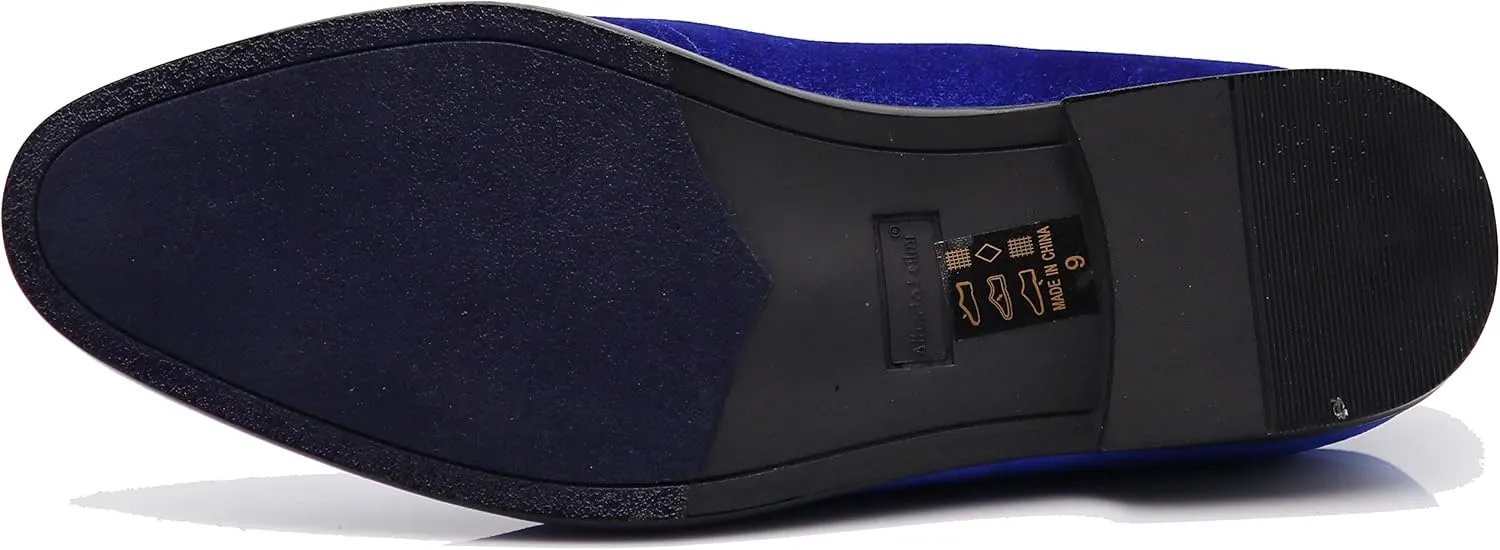 SPT03 Men's Vintage Plain Velvet Dress Loafers Slip On Shoes Classic Tuxedo Dress Shoes