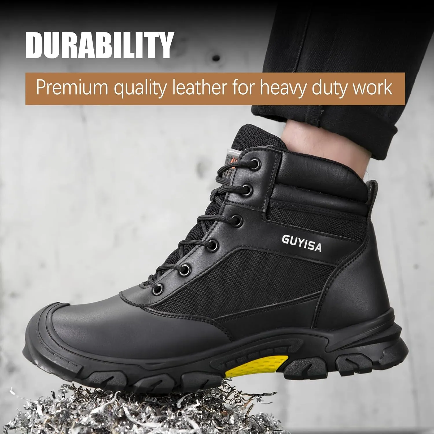 Steel Toe Boots for Men Work Boots for Men Breathable High Top Work Shoes Lightweight Indestructible Safety Shoes Industry Construction Safety Footwear