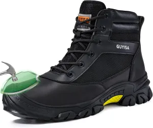 Steel Toe Boots for Men Work Boots for Men Breathable High Top Work Shoes Lightweight Indestructible Safety Shoes Industry Construction Safety Footwear