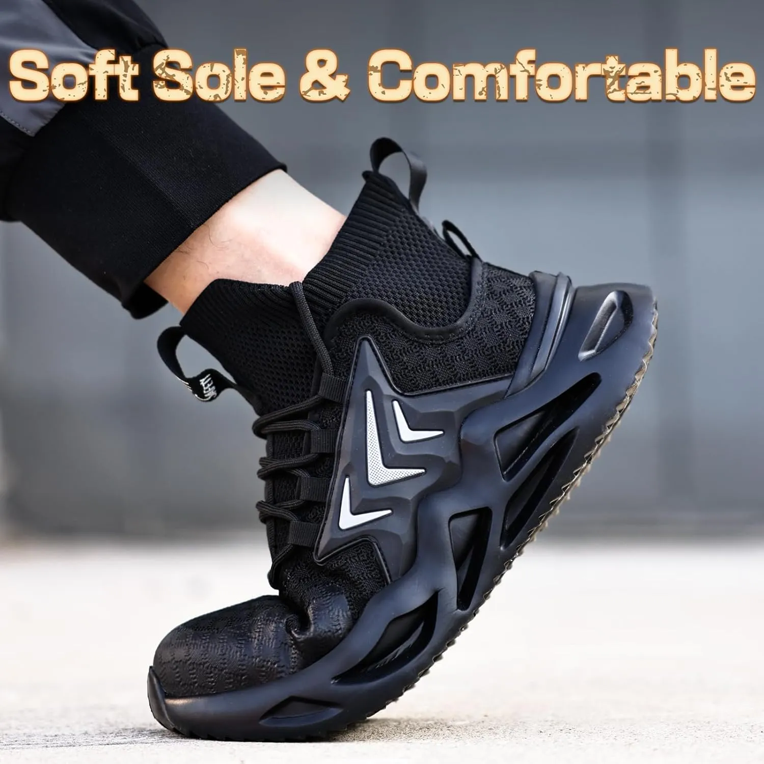 Steel Toe Shoes for Men Comfortable Work Shoes Safety Indestructible Puncture Proof Lightweight Steel Toe Sneakers Construction Work Utility Footwear Construction Industrial Sneakers