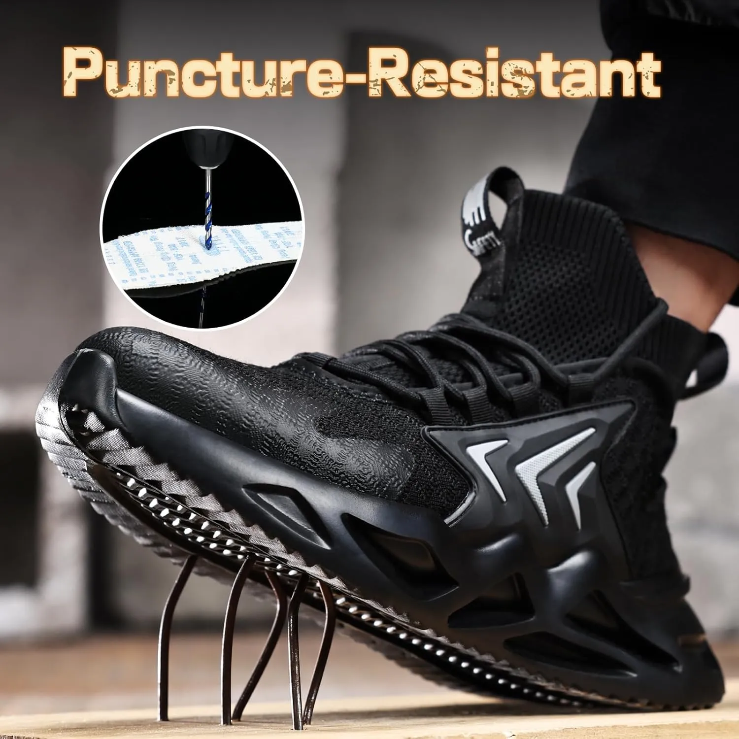 Steel Toe Shoes for Men Comfortable Work Shoes Safety Indestructible Puncture Proof Lightweight Steel Toe Sneakers Construction Work Utility Footwear Construction Industrial Sneakers