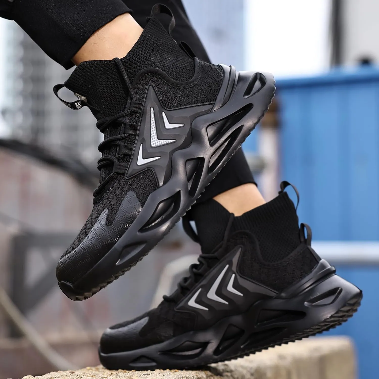 Steel Toe Shoes for Men Comfortable Work Shoes Safety Indestructible Puncture Proof Lightweight Steel Toe Sneakers Construction Work Utility Footwear Construction Industrial Sneakers