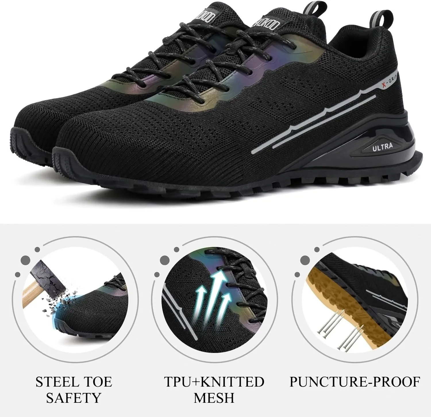 Steel Toe Shoes for Men Composite Work Shoes Comfortable Puncture Proof Lightweight Indestructible Sneakers