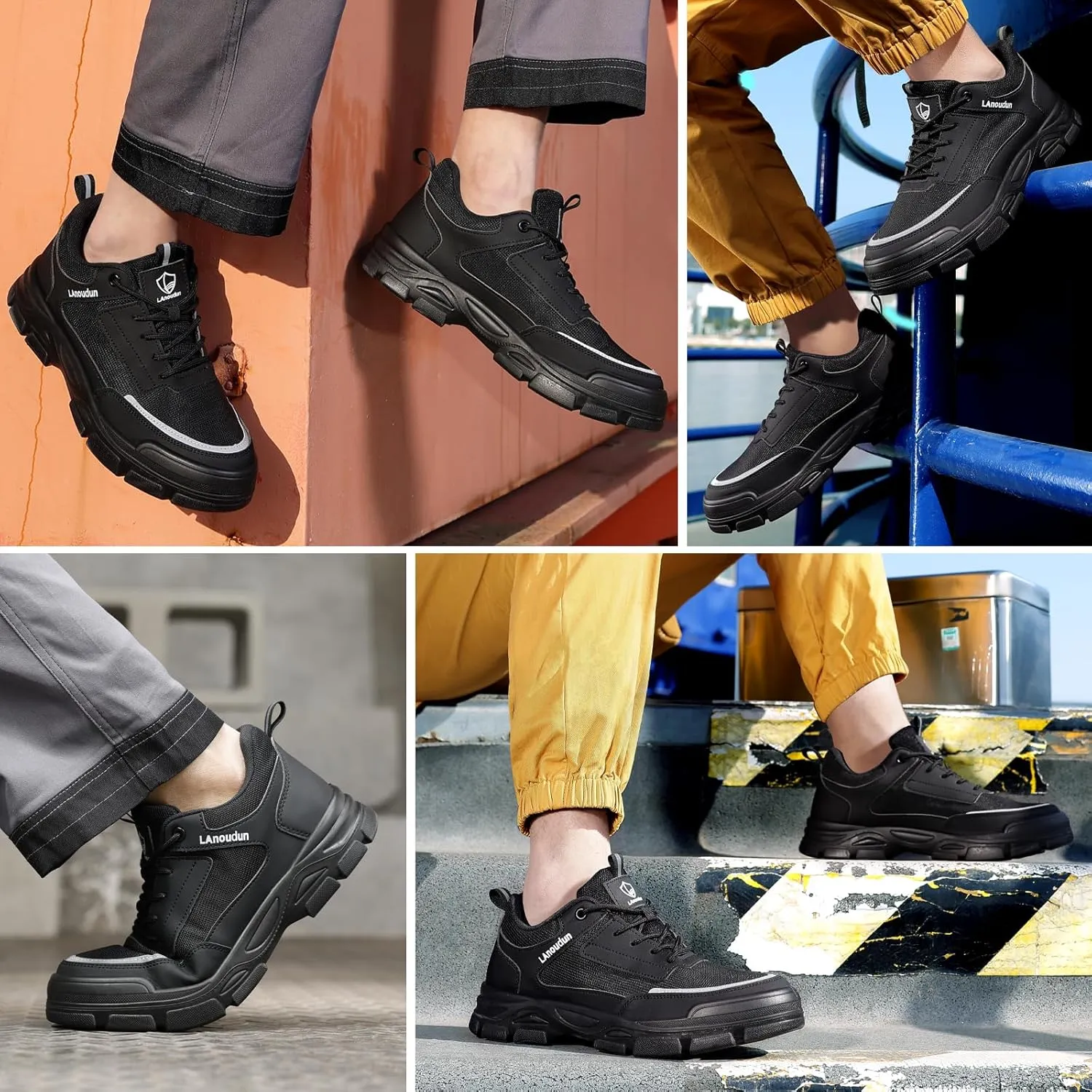 Steel Toe Shoes for Men Lightweight Work Shoes Comfortable Mens Work Boots Indestructible Safety Shoes for Men Industrial Construction Steel Toe Sneakers Soft Mens Work Shoes